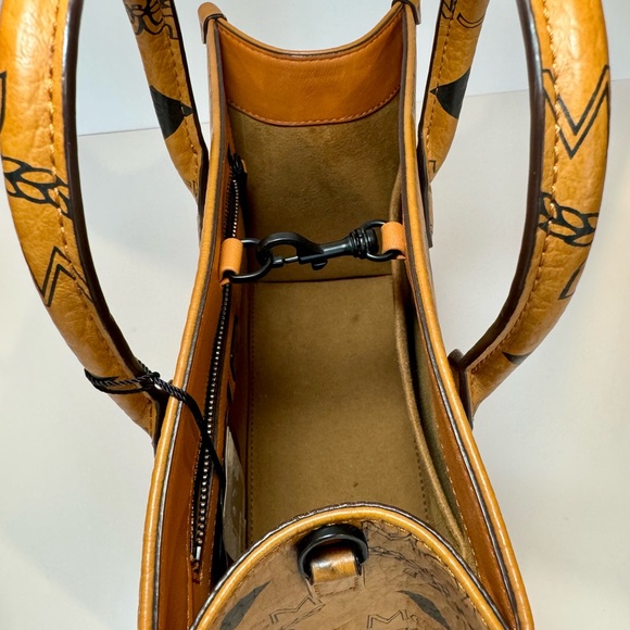 NWT MCM Small Munchen Tote In Visetos Monogram Canvas W Nappa Leather Trim - Picture 11 of 11